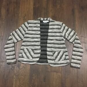Velvet by Spencer Graham Black/White Striped Knit Blazer